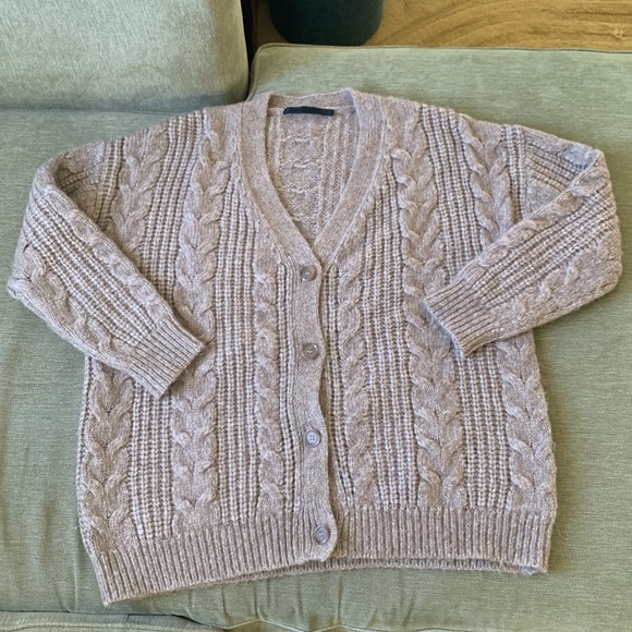 Jenni Kayne Cable Cocoon Cardigan, Sand, XXS - Picture 2 of 6